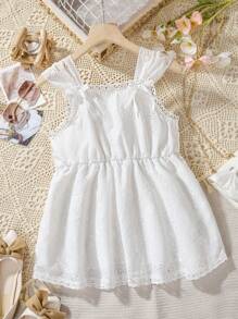 Teen Girls' Summer French Style Hollow Out  Dress - White - View 1