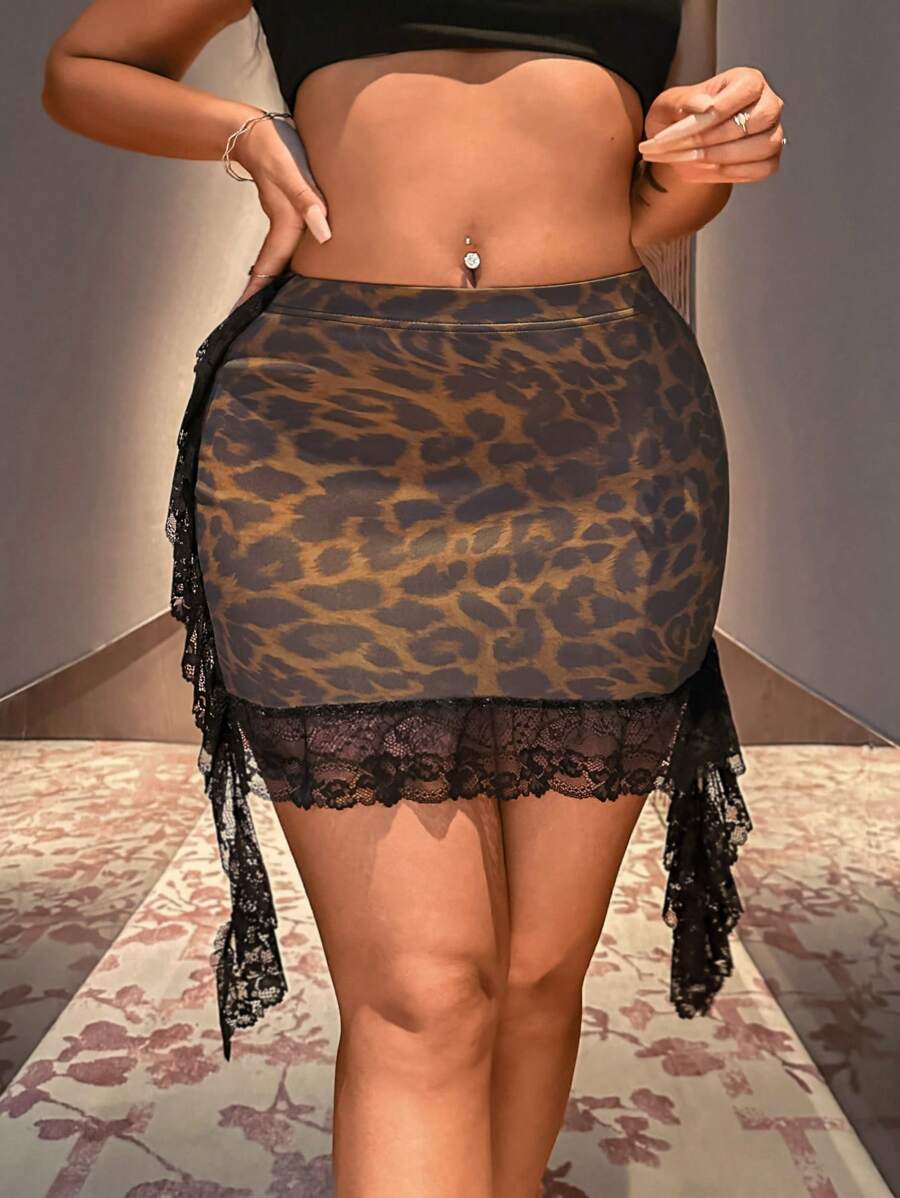 Zolique Wife Sexy Leopard Print Lace Skirt - Multicolor - View 1