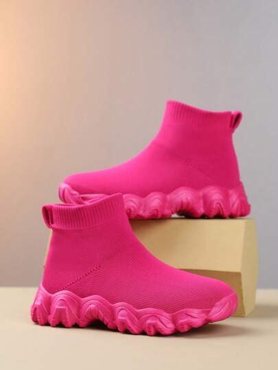 Zapatos de calcetín de caña alta, zapatos deportivos con suela elástica