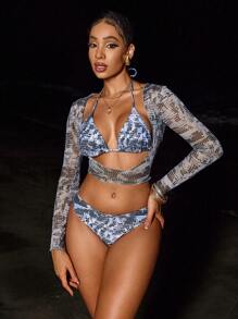 Swim EVENT Women's Swimwear Set, Random Printed, 3pcs/Set Summer