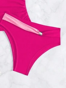 SHEIN Swim Women's Color Block Swimwear Top And Bottom Summer - Multicolor - View 7