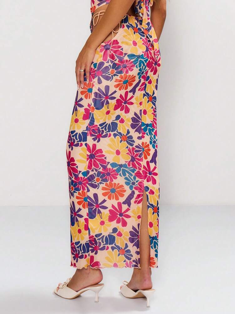 Printed Mesh Skirt Boho Summer Cute Wedding Guest Summer Elegant Chic Vacation Wedding Party