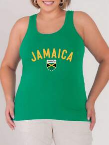 Flirla Plus Size Jamaica Green Tank Top/Tank Top - Green - View 1
