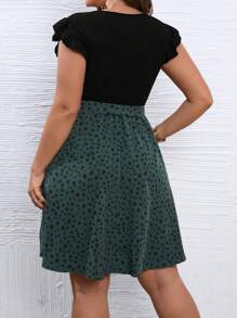 EMERY ROSE 大碼斑點印花荷葉邊繫腰帶洋裝 - 彩色 - 查看 2