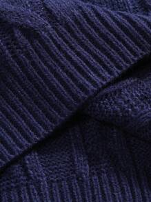 Claim Dot 男士纯色简约日常针织无袖麻花针织毛衣背心，适合秋冬返校季 - 藏蓝色 - 查看 8