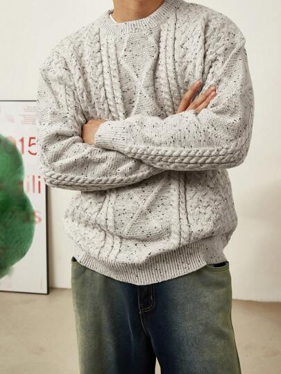 DAZY 男士純色簡約條紋日常穿著毛衣，秋季