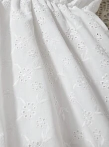 Teen Girls' Summer French Style Hollow Out  Dress - White - View 5