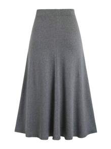 INAWLY Plus Solid Drawstring Waist Split Thigh Grey Skirt Fall Cloth For Women - Dark Grey - View 2