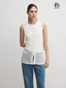 BizChic 休閒女士夏季單排釦白色針織上衣 - 白色 - 查看 3