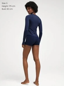 GLOWMODE FeatherFit™腰部修身彎頂低衝擊瑜伽日常夏季緊身衣 - Dark Blue - 查看 9