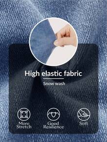 Jeans ajustados de talla grande, color azul lavado - Azul lavado medio - Ver 7