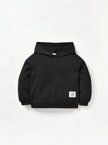 Cozy Pixies 2pcs Baby Girl Neutral Outfit Set - Graphic Print Hoodie And Flared Pants, Black - Black - View 9