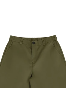 Manfinity Homme Quần short nam màu trơn có túi cho mùa hè - xanh quân đội - Xem 4