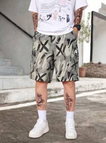 Manfinity Homme 男士全印花束腰短褲