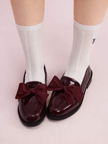 CUCCOO DOLLMOD Woman Shoes Fashionable Burgundy Bow Flat Loafers For Spring And Summer Vacation Shoes Summer