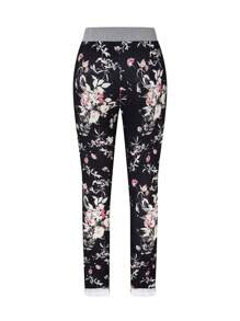 SHEIN LUNE Plus Size Women's Simple Daily Printed Tie Pants (Random Print) - Multicolor - View 2