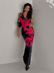 Aloruh Đầm Bodycon cổ yếm in hoa thanh lịch dành cho nữ - Nhiều màu - Xem 3
