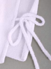 SHEIN Unity Mock Neck Sleeveless Tie Side Knit Top - Mauve Purple - View 7