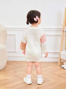 SHEIN LMoss Kids Váy len màu trơn co giãn thường ngày cho bé gái LMoss Baby Girl, Thu/Đông - Nhiều màu - Xem 5