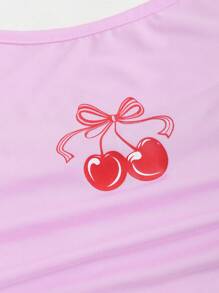 SHEIN Unity Top halter con estampado de cerezas para verano - Morado - Ver 5