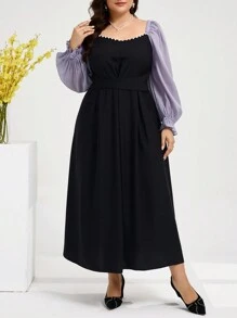 Modelyn Plus Size Nữ Khối Màu Đính Cườm Trang trí Đơn giản Mặc Hàng ngày - Nhiều màu - Xem 2