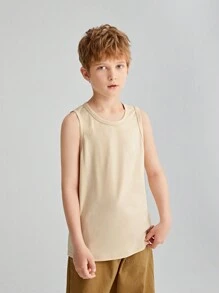Conjunto de 4 piezas de tops de punto informales y holgados para niño preadolescente, tops básicos cómodos - Caqui - Ver 8