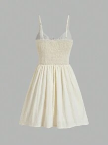 Lunelith SHEIN Lunessa Summer Solid Color Bow Tie Strap V-Neck Sundress