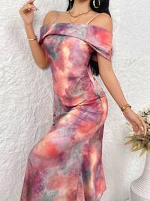 Modelyn Women's Elegant Random Printed Dress Long Evening Dresses - Multicolor - View 3