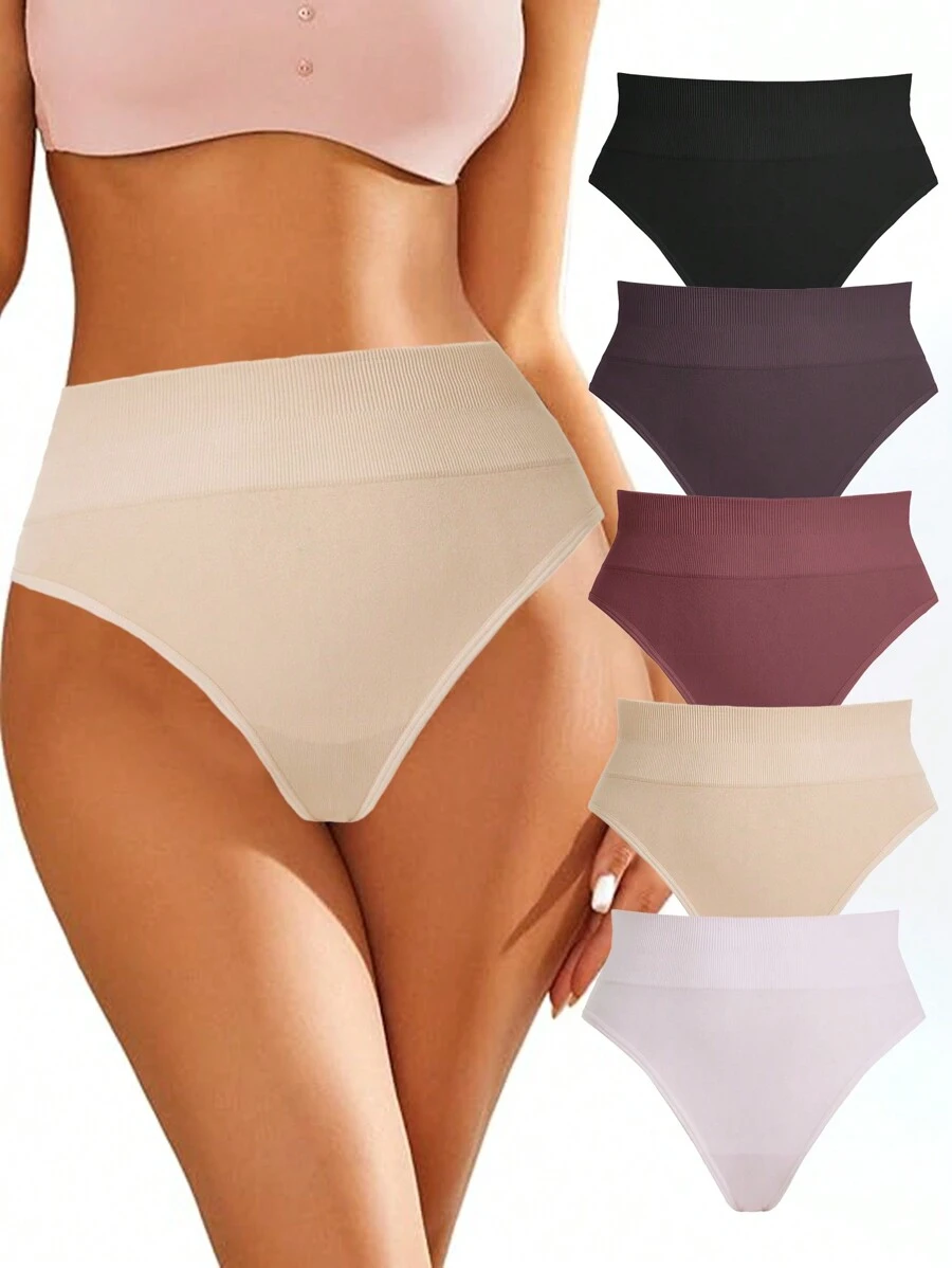 SHEIN Women's Solid Color Simple Daily Sports Underwear Airport Outfit - Multicolor - View 1
