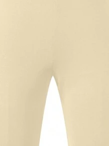 少女Y2K純色簡約緊身針織運動健身褲 - 杏色 - 查看 3