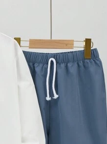 Ensemble de chemise à col droit à manches longues et pantalon pour garçon adolescent, parfait pour l'automne