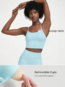 GLOWMODE Featherfit™ 綁帶運動內衣,輕度支撐,交叉背部設計 - 水藍色 - 查看 8