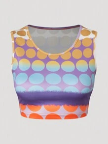 SHEIN Slayr Women's Summer Fashion Polka Dot & Gradient Printed Slim Fit Tank Top And Shorts Set - Multicolor - View 8