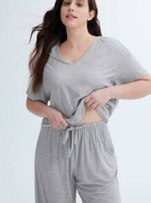LUVLETTE Conjunto de pijama holgado de cuello redondo de TENCEL™ Modal para mujer, súper suave, como ropa de exterior'