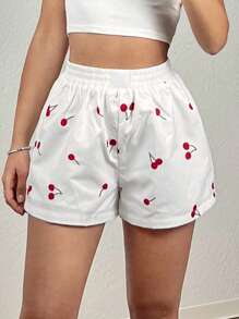 Comfortcana Women's Fruit Print Summer Casual Shorts With Adhesive Fabric - Multicolor - View 5