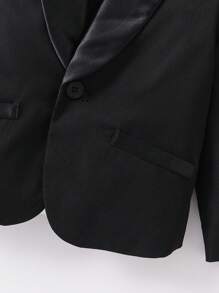 3pcs Baby Boy Suit Set, Black Lapel Jacket, Vest And Pants, Gentleman Style For Birthday Party, Christening, 1st Birthday, Formal Events, Wedding,In Fall/Winter - Black - View 7