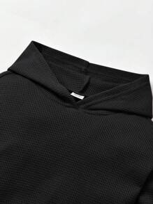 Cozy Pixies 2pcs Baby Girl Neutral Outfit Set - Graphic Print Hoodie And Flared Pants, Black - Black - View 5