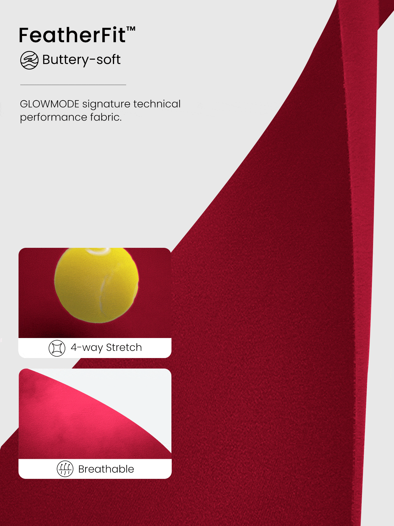 GLOWMODE Featherfit™切割活動交叉紮背背心,輕度支撐低衝擊瑜伽/日常穿著 - 紫紅色 - 查看 4