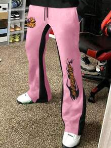 Manfinity Roghcode Men's Letter Printed Drawstrinstacked Stacked Sweatpants