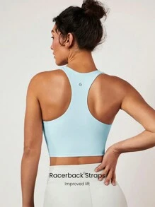 Sujetador deportivo de espalda cruzada fruncido FeatherFit™ - Azul Agua - Ver 2