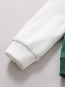 SHEIN Bộ 2 chiếc/Bộ áo hoodie nỉ họa tiết chữ màu cho bé trai tuổi mới lớn, chất liệu nỉ, dày dặn - Nhiều màu - Xem 3