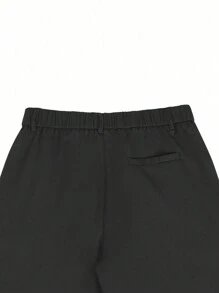 Manfinity Homme Men's Solid Color Casual Elastic Waist Shorts - Black - View 5