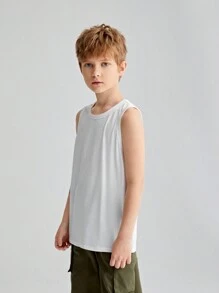 Conjunto de 4 piezas de tops de punto informales y holgados para niño preadolescente, tops básicos cómodos - Caqui - Ver 5