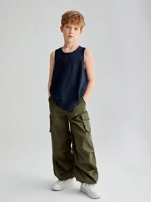 Conjunto de 4 piezas de tops de punto informales y holgados para niño preadolescente, tops básicos cómodos - Caqui - Ver 11