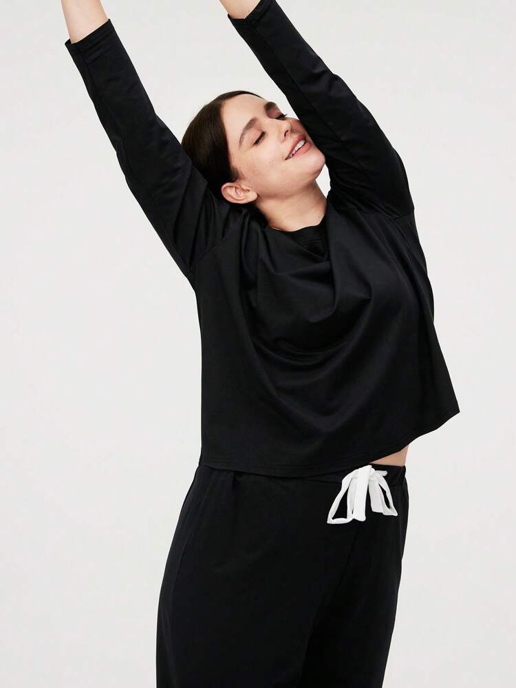 Set di pigiama lungo in morbido cotone e modal, abbigliamento da relax e da indossare all'esterno, pigiama autunnale coordinato