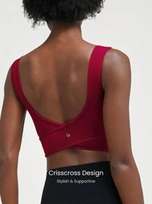 GLOWMODE FeatherFit™ U Back Cutout Active Crossover Red Tank Top Light Support Low Impact Yoga Daily Gym Fall Winter