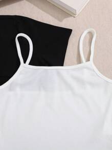 SHEIN Ropa de vuelta al colegio para chicas adolescentes, conjunto de 3 piezas de estilo academia en cuadros blanco y negro, conjunto de top corto, camiseta interior y falda - Blanco y Negro - Ver 4