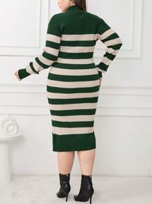 RueChic PLUS SIZE MULTICOLOR STRIPE CASUAL SWEATER DRESS - Multicolor - View 2
