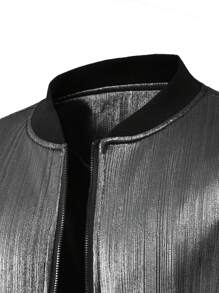 Manfinity AFTRDRK Men's Zipper Baseball Collar Long Sleeve Hip-Hop Style Jacket,Halloween - Black - View 4