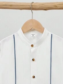 Ensemble de chemise à col droit à manches longues et pantalon pour garçon adolescent, parfait pour l'automne